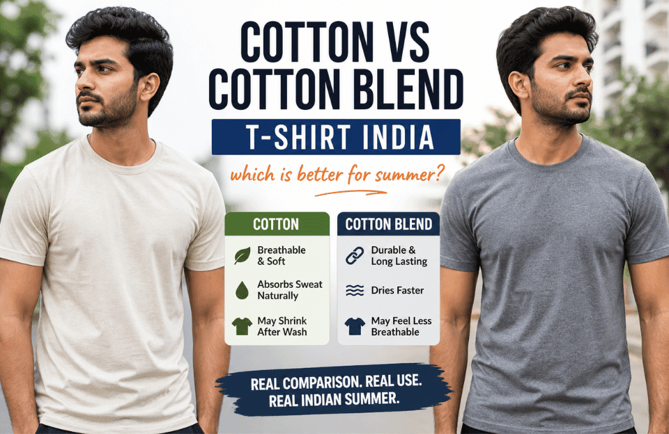 cotton vs cotton blend t shirt india summer comparison breathable vs durability