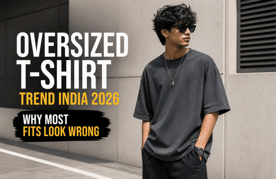 oversized t shirt trend india 2026 showing correct relaxed fit for summer styling